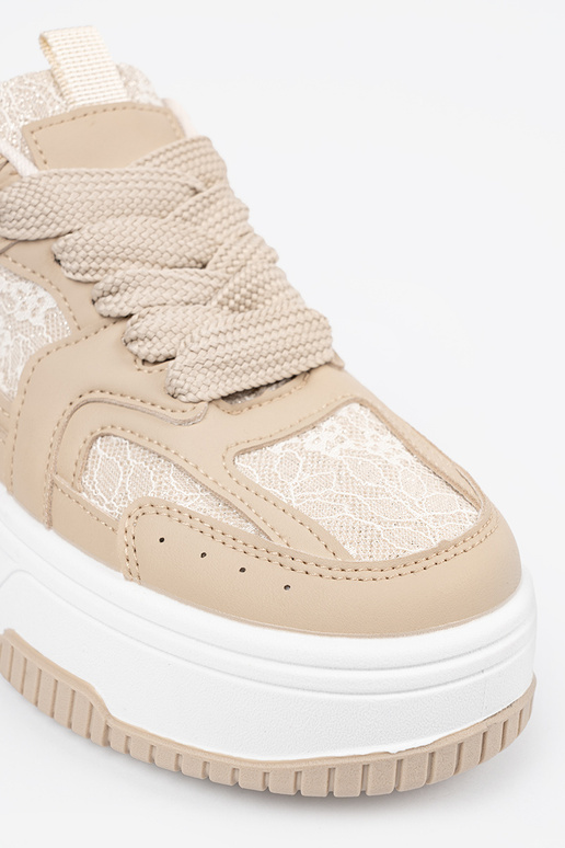 Scarpe casual da donna z koronką beige Scarpe casual da donna z koronką beige