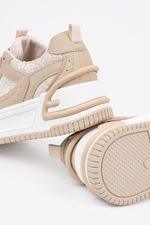 Scarpe casual da donna z koronką beige Scarpe casual da donna z koronką beige