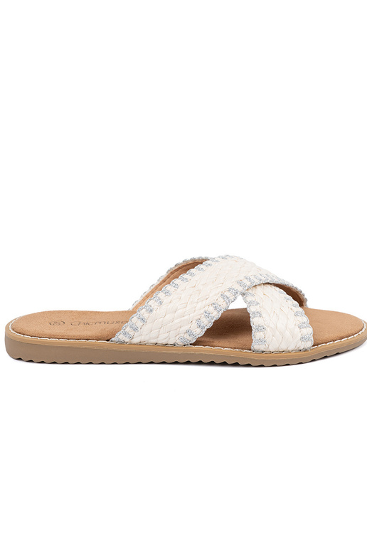 Colore bianco Pantofole treccia su... Colore bianco Pantofole treccia su...