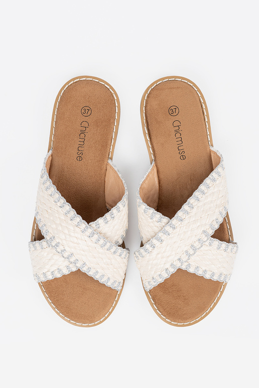 Colore bianco Pantofole treccia su... Colore bianco Pantofole treccia su...