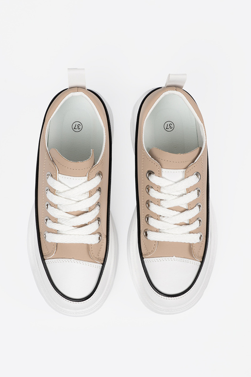 Scarpe sportive color sabbia con... Scarpe sportive color sabbia con...