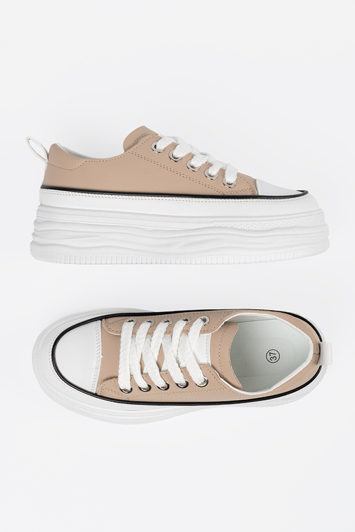 Scarpe sportive color sabbia con... Scarpe sportive color sabbia con...