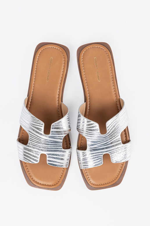 Ciabatte argento con punta quadrata