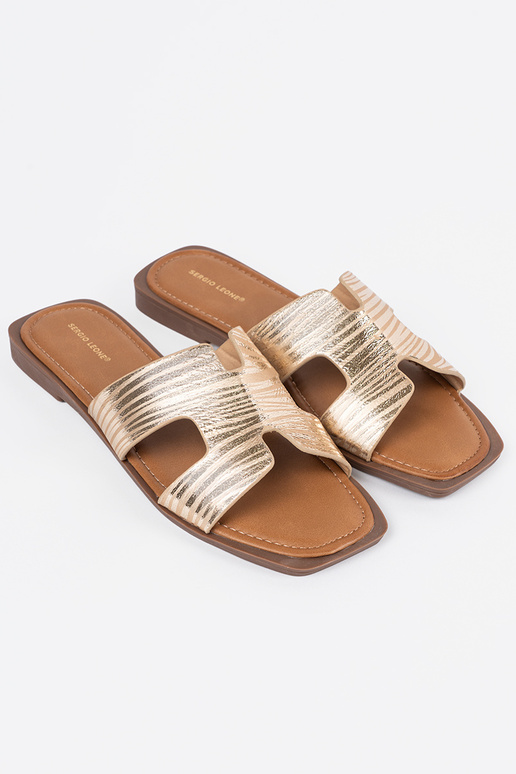 Ciabatte oro con punta quadrata