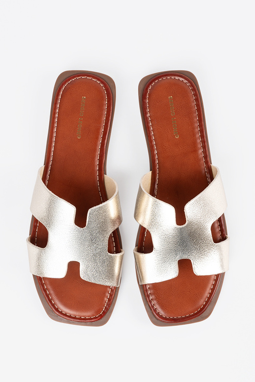 Ciabatte oro chiaro con punta quadrata