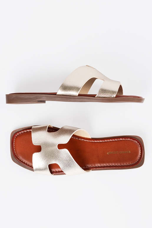 Ciabatte oro chiaro con punta quadrata