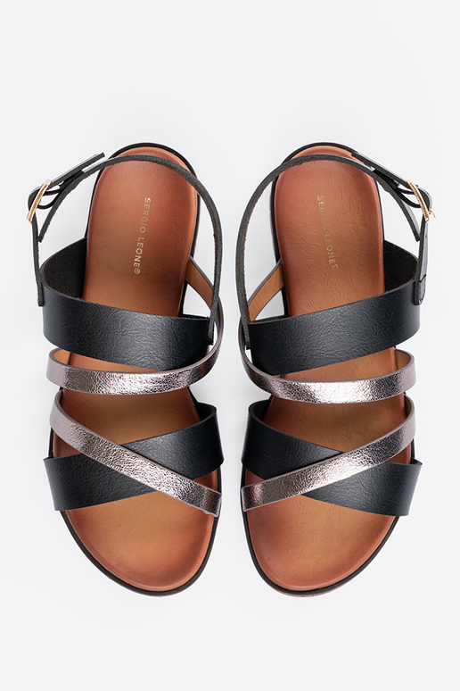 Sandali color oro con tacco basso