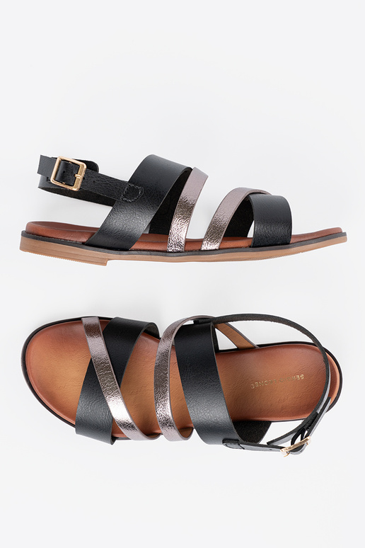 Sandali color oro con tacco basso