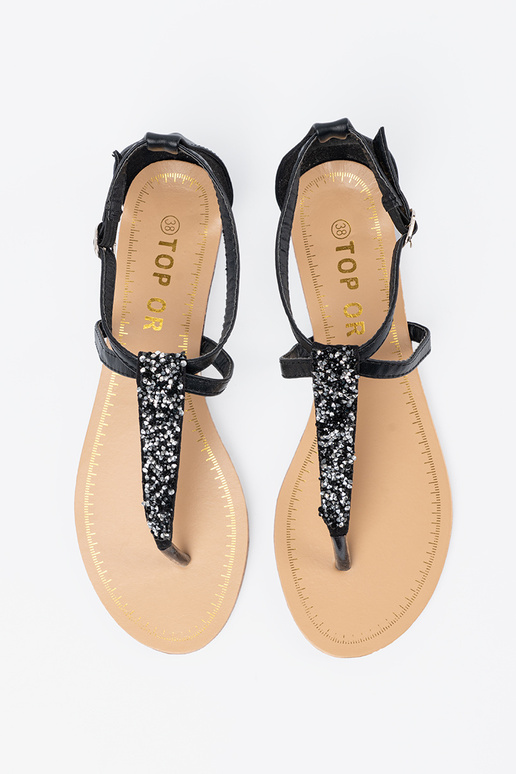 Sandalini neri a pianta piatta in...