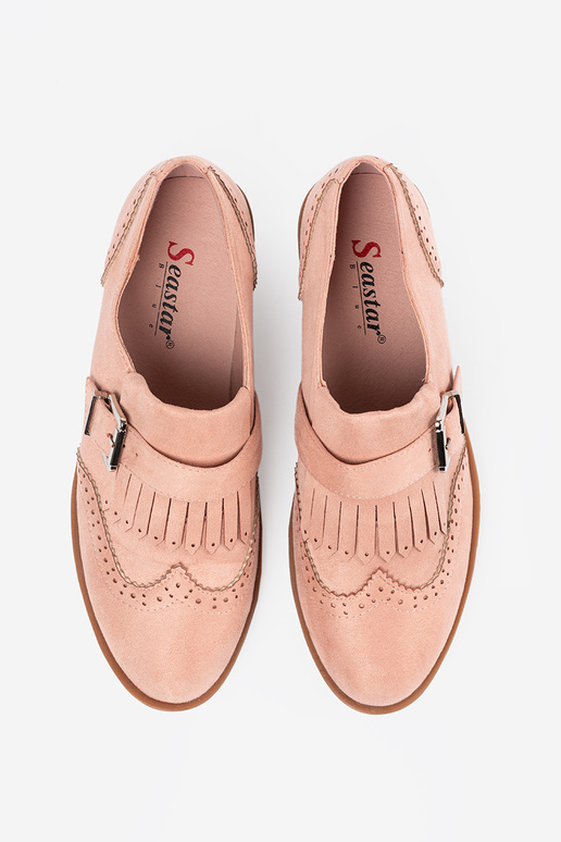 Mocassini piatti rosa in camoscio Mocassini piatti rosa in camoscio