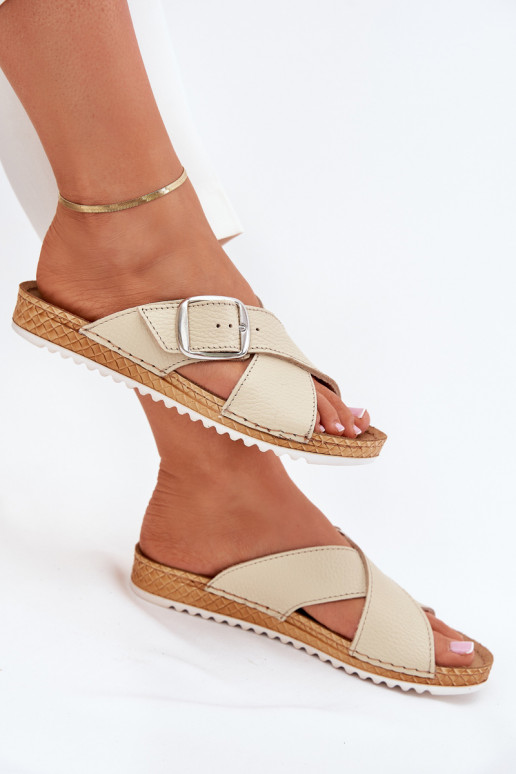 Pantofole in pelle Femminile con fibbie Inblu VO0004GU beige Pantofole in pelle Femminile con fibbie Inblu VO0004GU beige