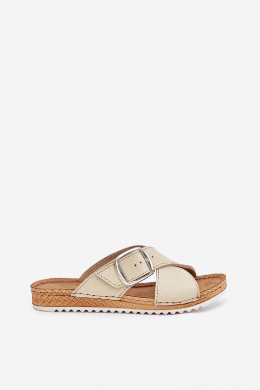 Pantofole in pelle Femminile con fibbie Inblu VO0004GU beige Pantofole in pelle Femminile con fibbie Inblu VO0004GU beige