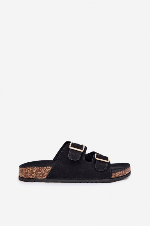 Pantofole da donna Ze colore doratomi con fibbiemi I Przeszyciami colore nero Lunera Pantofole da donna Ze colore doratomi con fibbiemi I Przeszyciami colore nero Lunera