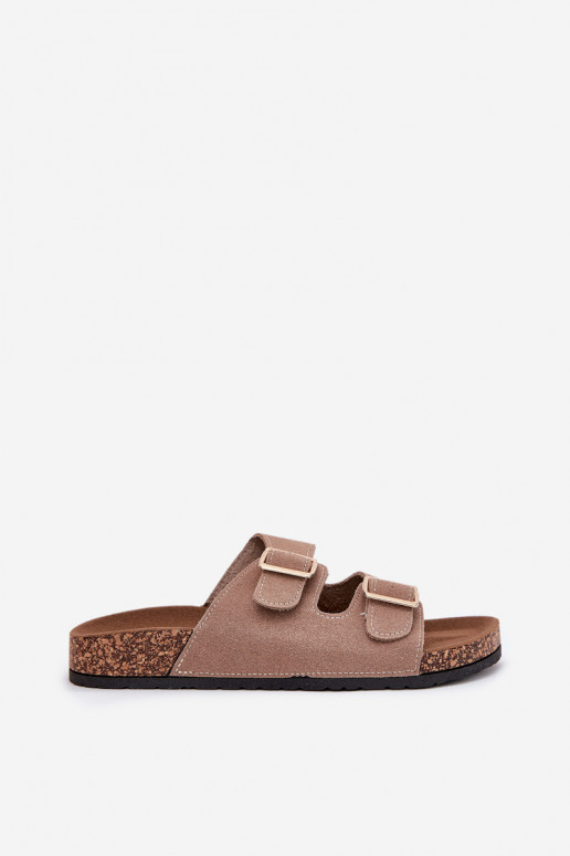 Pantofole da donna Ze colore doratomi con fibbiemi I Przeszyciami colore kaki Lunera