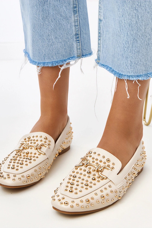 Mocassini color sabbia decorati con...