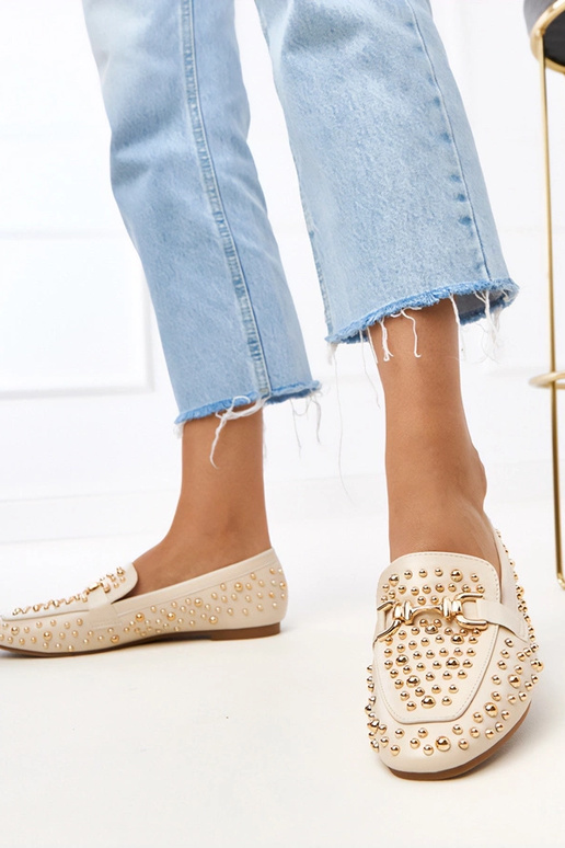 Mocassini color sabbia decorati con...