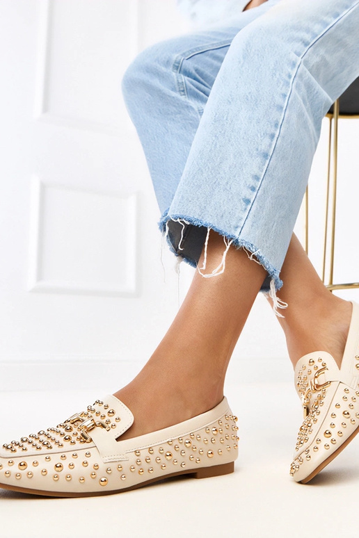 Mocassini color sabbia decorati con...