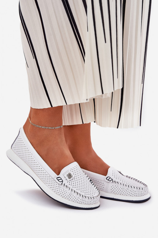 Pelle mocassini da donna S.Barski LR51-673 Colore bianco Pelle mocassini da donna S.Barski LR51-673 Colore bianco