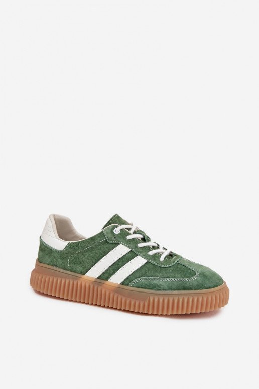 dalla pelle scamosciata Scarpe modello sneakers Femminile con una piattaforma colore verde Venera