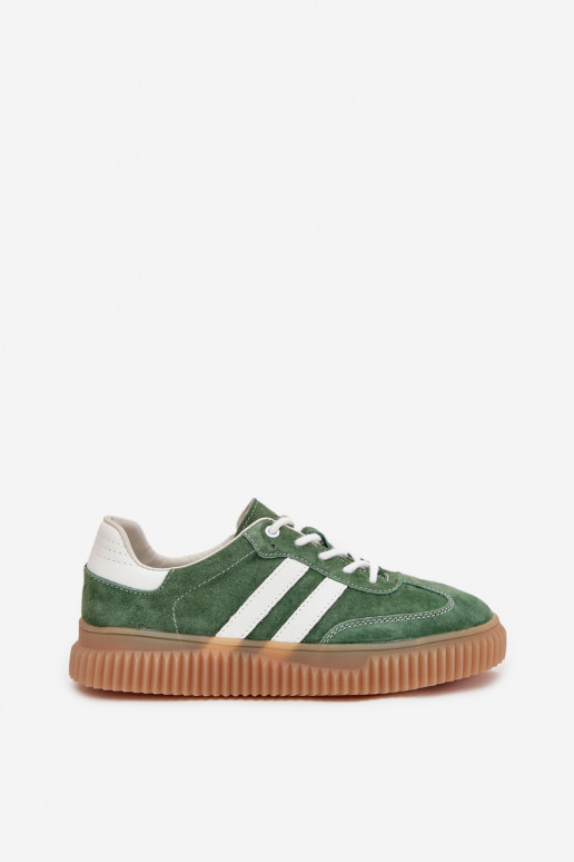 dalla pelle scamosciata Scarpe modello sneakers Femminile con una piattaforma colore verde Venera