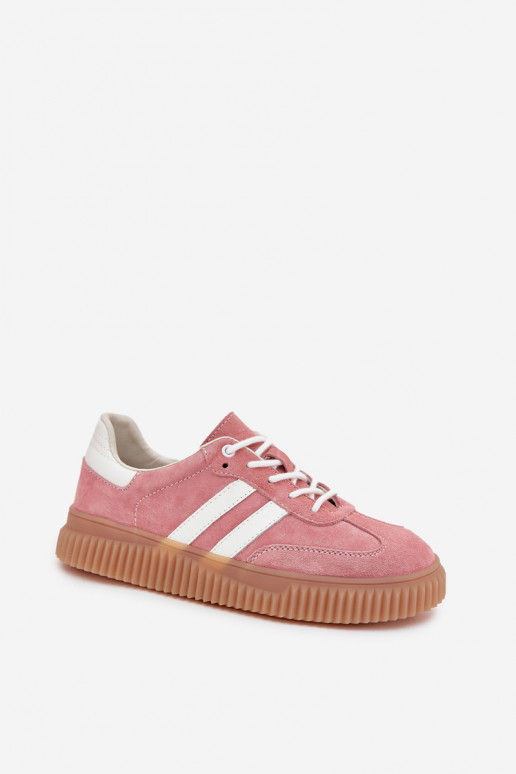 dalla pelle scamosciata Scarpe modello sneakers Femminile con una piattaforma colore rosa Venera