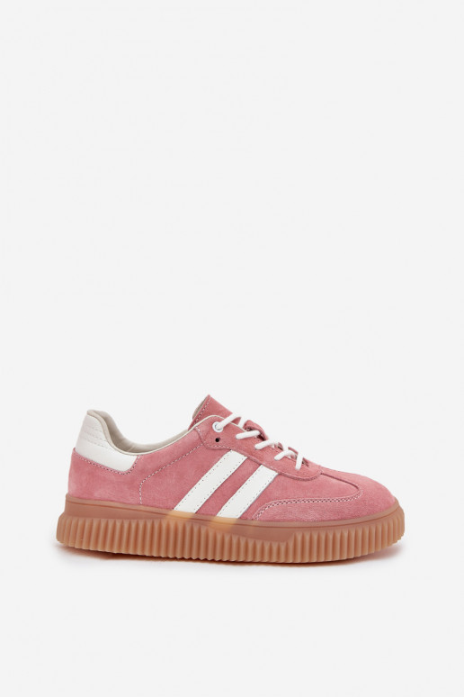 dalla pelle scamosciata Scarpe modello sneakers Femminile con una piattaforma colore rosa Venera