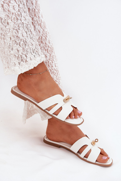 isoscele Pantofole da donna Z con strisceem I colore doratom Detalem Colore bianco Kerenza