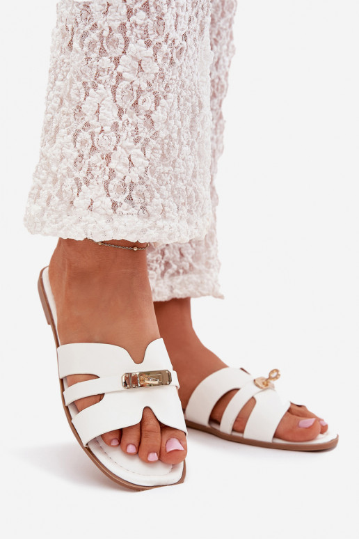 isoscele Pantofole da donna Z con strisceem I colore doratom Detalem Colore bianco Kerenza