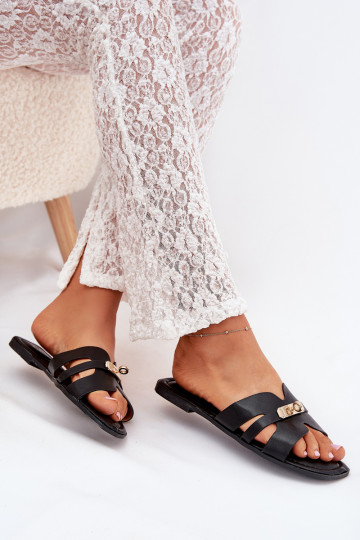 isoscele Pantofole da donna Z con strisceem I colore doratom Detalem colore nero Kerenza