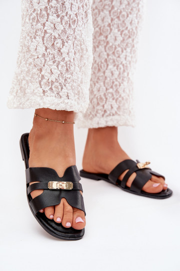 isoscele Pantofole da donna Z con strisceem I colore doratom Detalem colore nero Kerenza 2