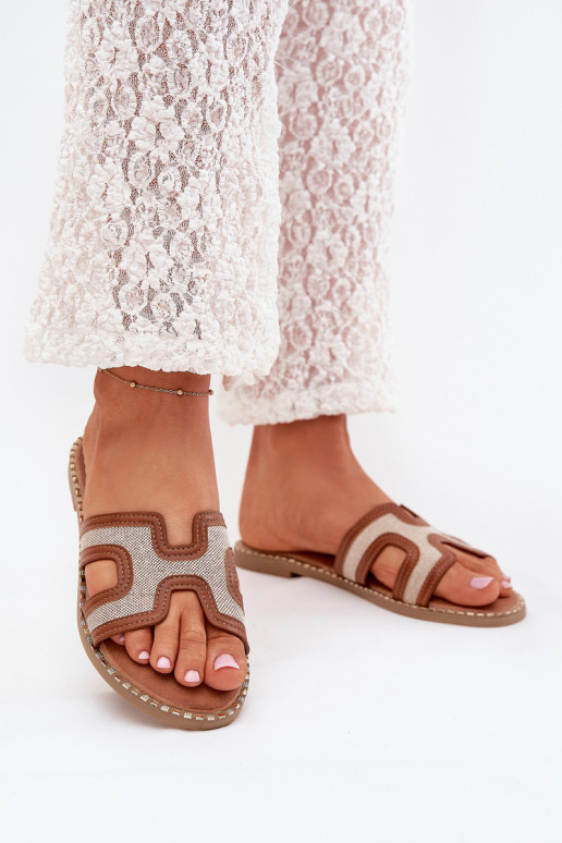 Pantofole da donna con tacchi larghi colore marrone Vereya