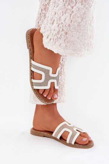 Pantofole da donna con tacchi larghi Colore bianco Vereya