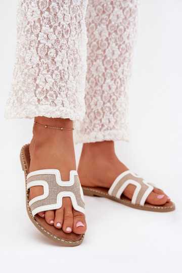 Pantofole da donna con tacchi larghi Colore bianco Vereya 2