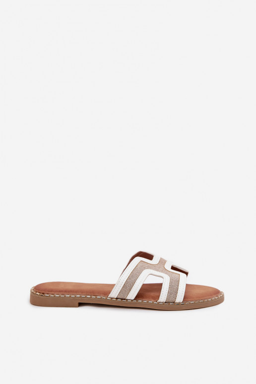 Pantofole da donna con tacchi larghi Colore bianco Vereya