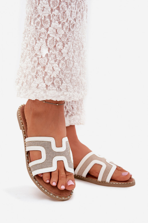 Pantofole da donna con tacchi larghi Colore bianco Vereya