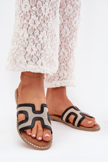 Pantofole da donna con tacchi larghi colore nero Vereya