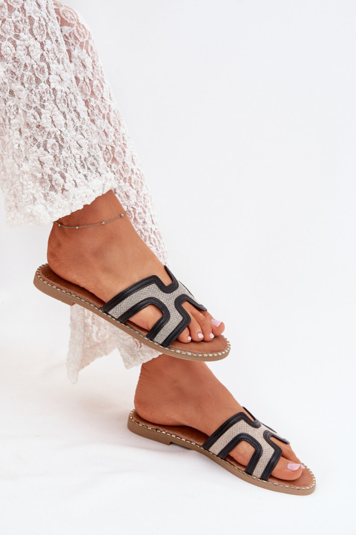 Pantofole da donna con tacchi larghi colore nero Vereya