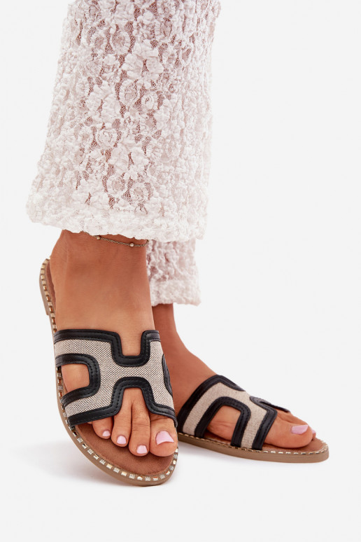 Pantofole da donna con tacchi larghi colore nero Vereya