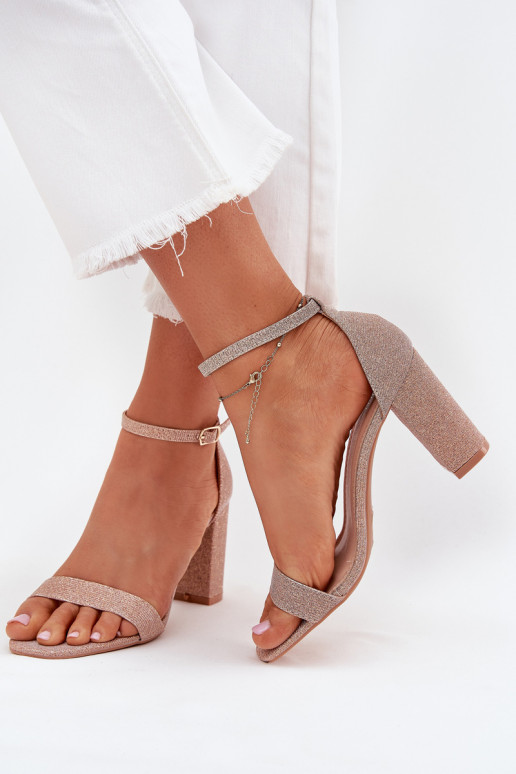 con lucentezza Sandali con tacco alto da donna colore oro rosa Kavina