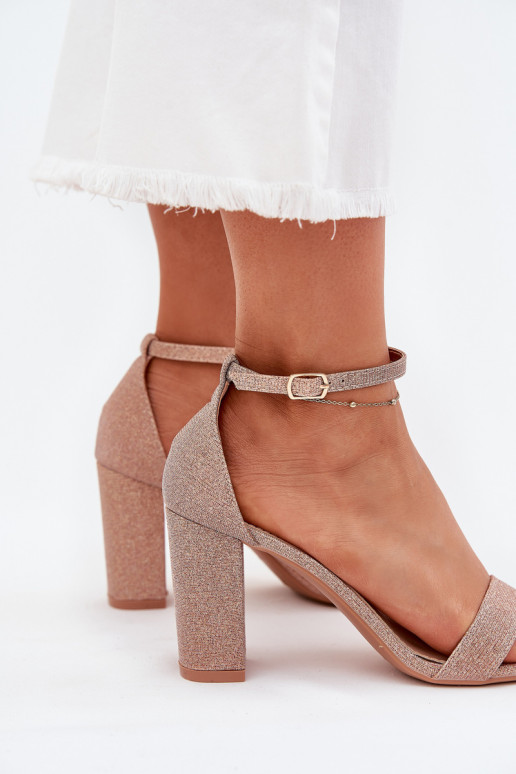 con lucentezza Sandali con tacco alto da donna colore oro rosa Kavina