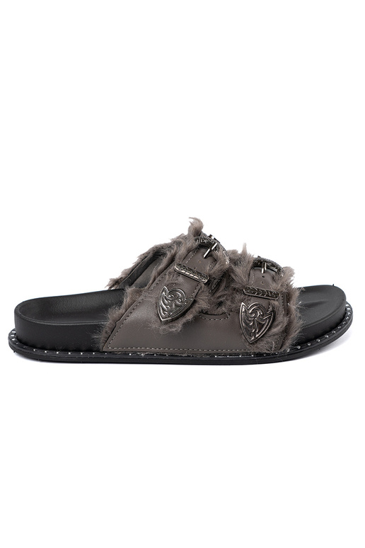 colore grigio Pantofole con una pelliccia i ćAiekami