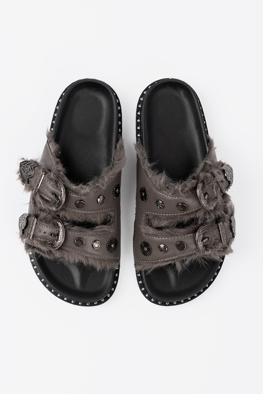 colore grigio Pantofole con una pelliccia i ćAiekami