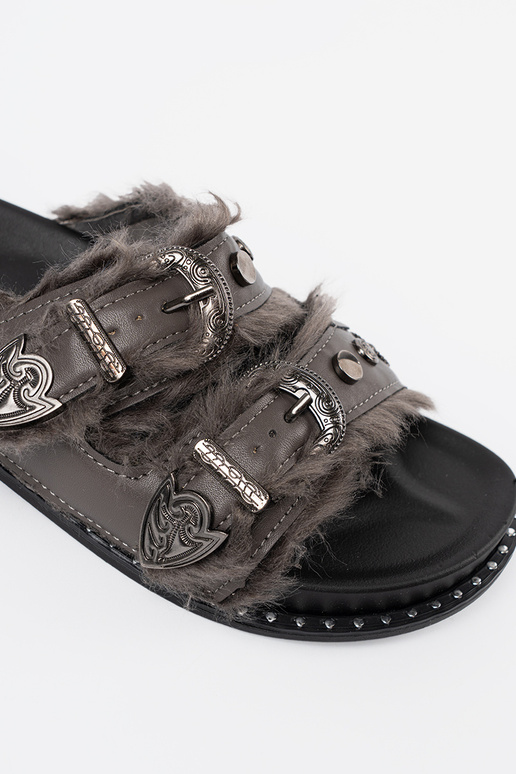 colore grigio Pantofole con una pelliccia i ćAiekami