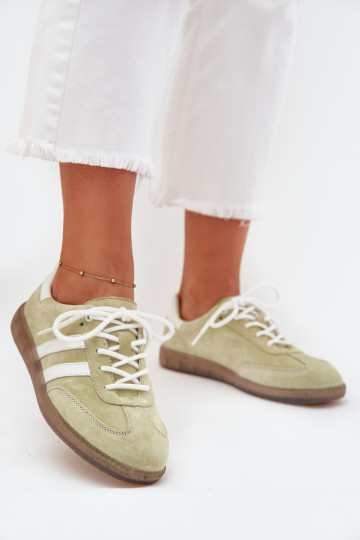 Sneakers basse in pelle da donna color lime Ismina