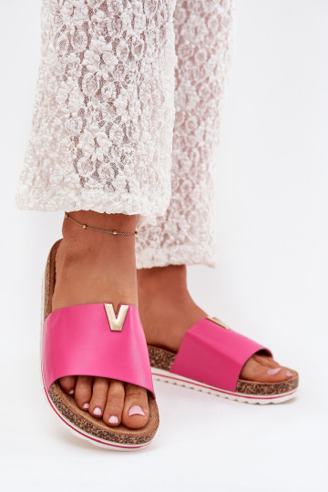 Pantofole da donna con una piattaforma Con decorazioni Detalem colore rosa Vessira 2