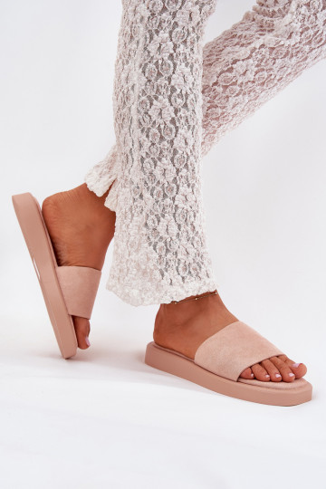 Pantofole da donna con una piattaforma Z in ecopelle scamosciatau colore rosa Jorina 2