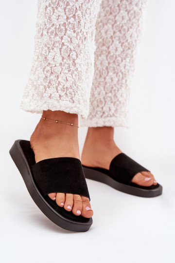 Infradito da donna con piattaforma Z in suede sintetico nero Jorina 2