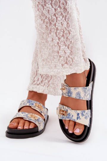 Elegantellato Pantofole da donna con una piattaforma colore blu Sorina