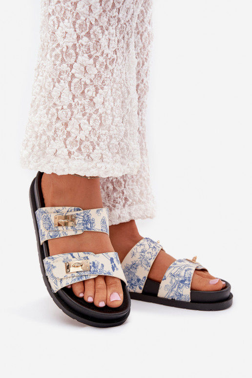 Elegantellato Pantofole da donna con una piattaforma colore blu Sorina