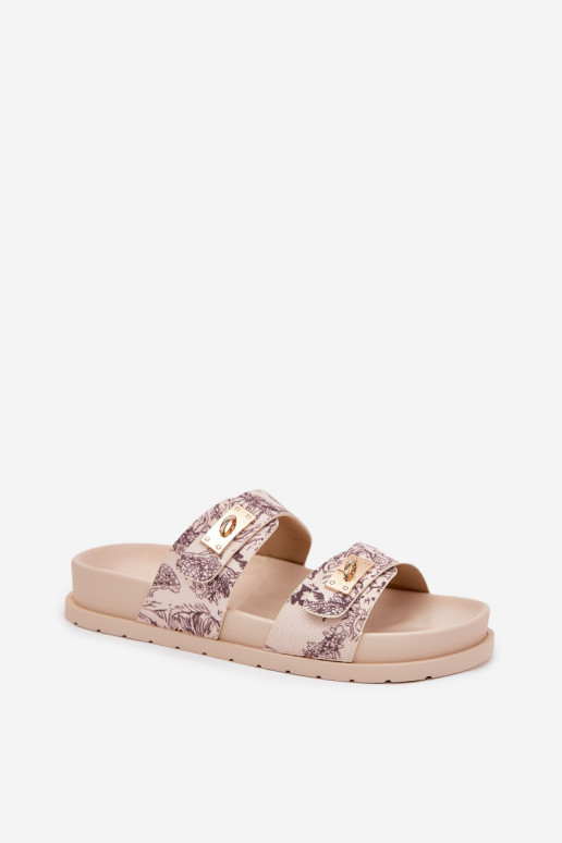 Elegantellato Pantofole da donna con una piattaforma beige Sorina